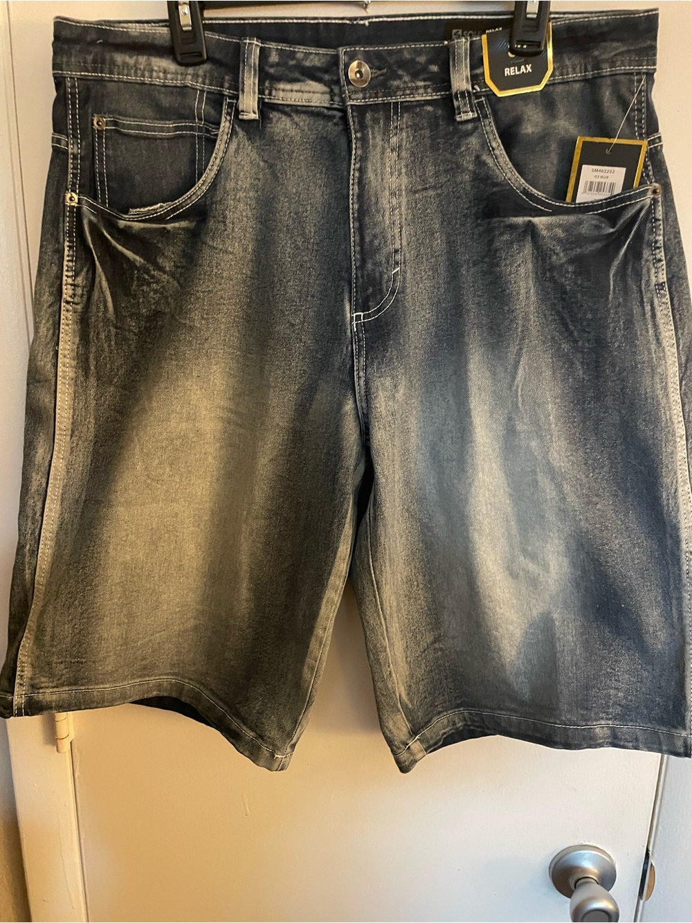 South Pole Men’s Washed Blue Relaxed-Fit Denim Shorts